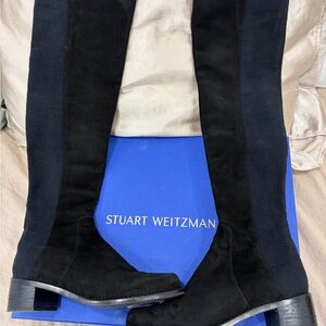 Stuart Weitzman Black Suede Knee-High Boots